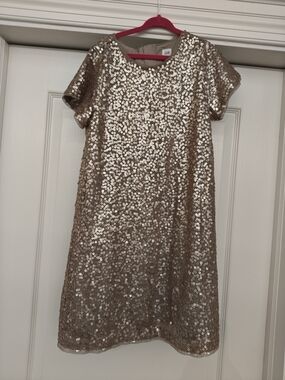 GAP Girls' Rose Gold Sequin Shift Dress